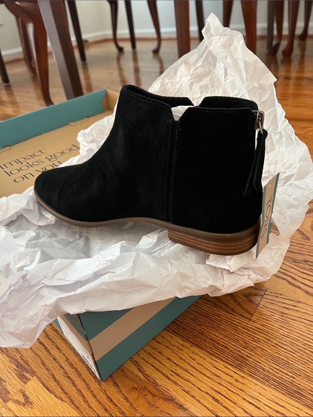 Black Suede Ankle Boots with Back Zip - Women